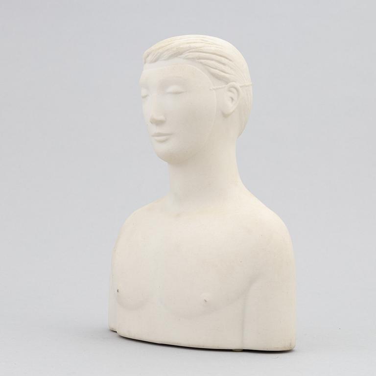 Stig Lindberg, skulptur, parian, "Mannen med masken", Gustavsberg.