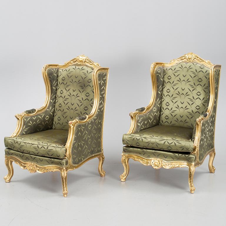 FÅTÖLJER, ett par, rokokostil, 1900/2000-tal.