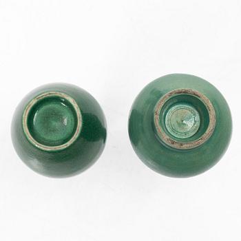 Two green monochrome vases, Qing dynasty, 18th/19th century.