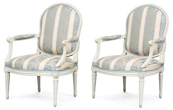 962. A pair of Louis XVI armchairs, by J-B Boulard.