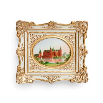 1416. A Royal Copenhagen porcelain miniatyre painting with frame, Denamrk, mid 19th Century.