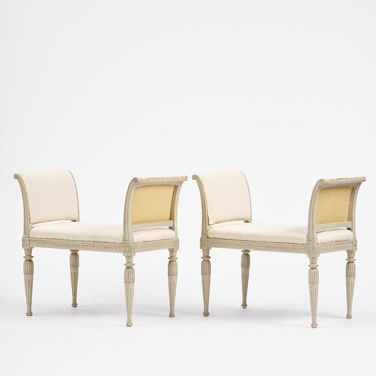 A pair of late Gustavian stools by C. J. Wadström (master in Stockholm 1788-1816).