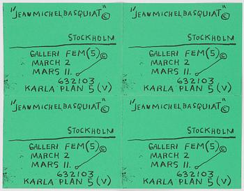 JEAN-MICHEL BASQUIAT, poster/utställningsaffisch, Galleri Fem, 1983.