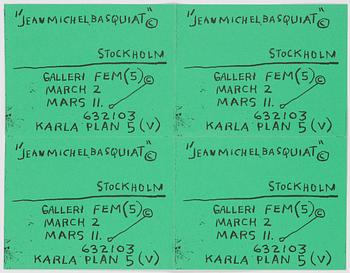 JEAN-MICHEL BASQUIAT, poster/utställningsaffisch, Galleri Fem, 1983.