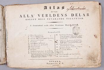 BOK, "Alla verldens delar enligt dess nuvarande tillstånd i förminskad scala efter Stielers hand-atlas.".