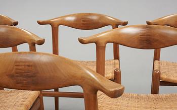 Hans J. Wegner, "Kohornsstolen/ Cowhorn chair", sex stycken, "JH-505", Johannes Hansen, Danmark 1950-60.