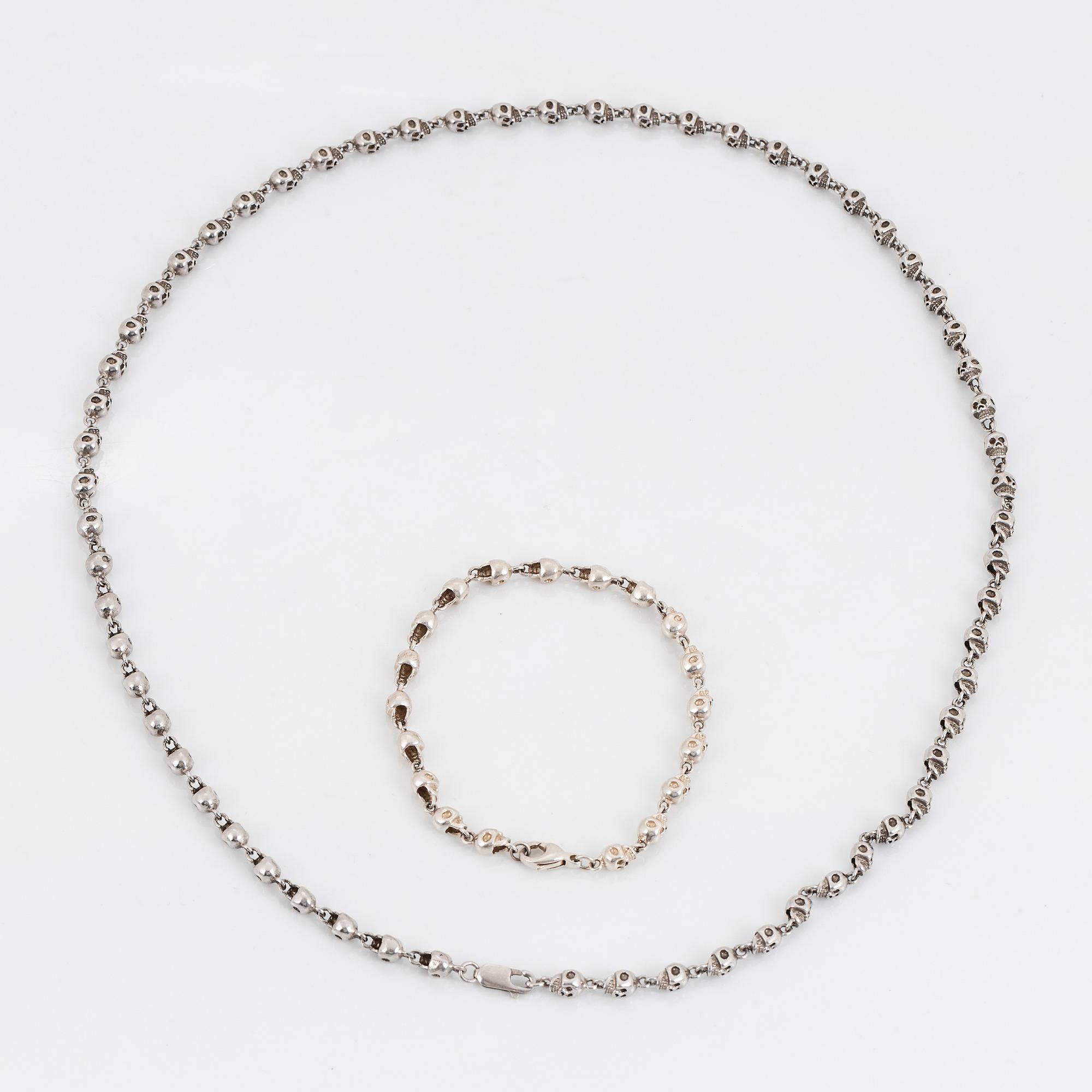 Bracelet and necklace, sterling silver, Jade Jagger, Garrard & co.