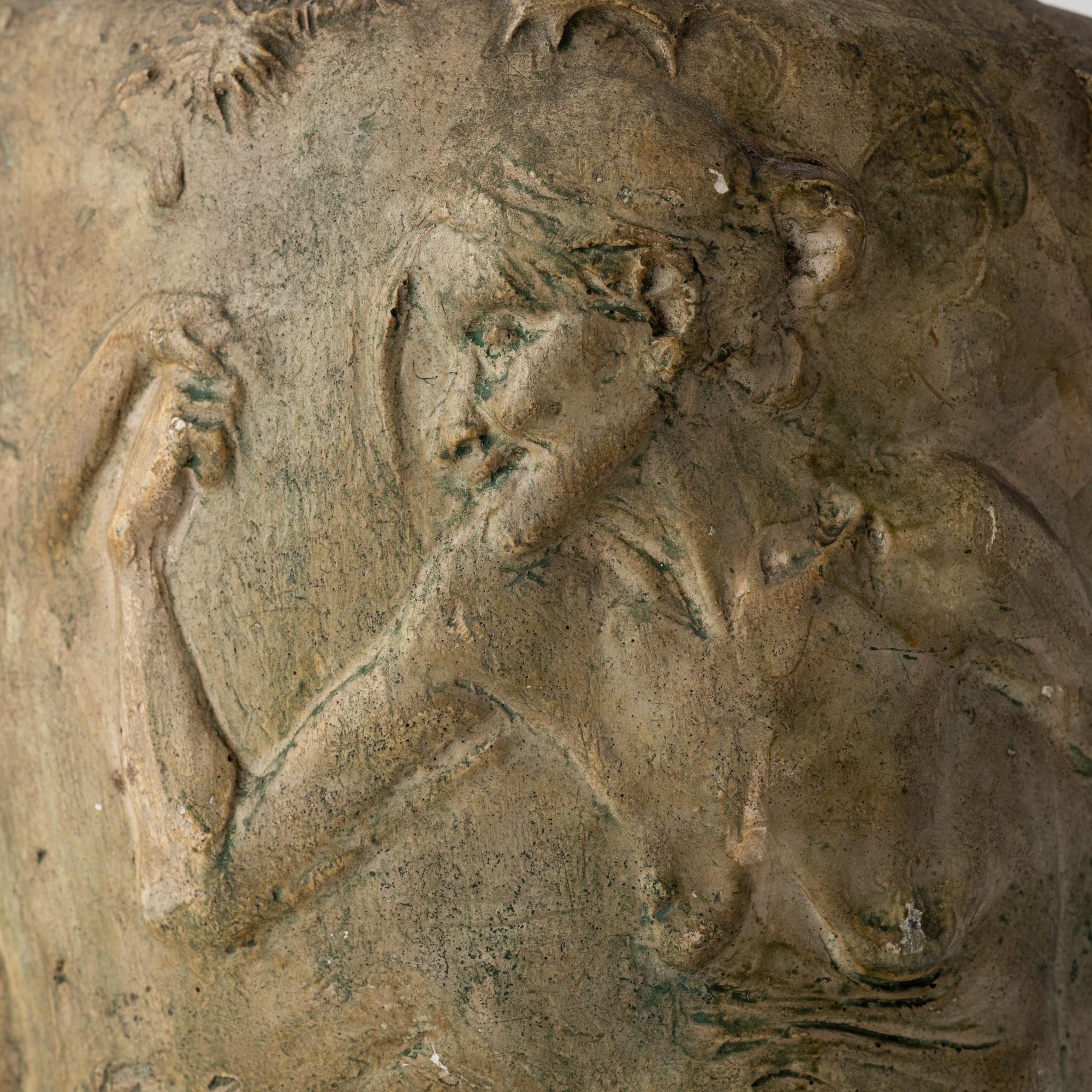 Agnes de Frumerie, an Art Nouveau plaster vase, Paris, signed and dated -94.