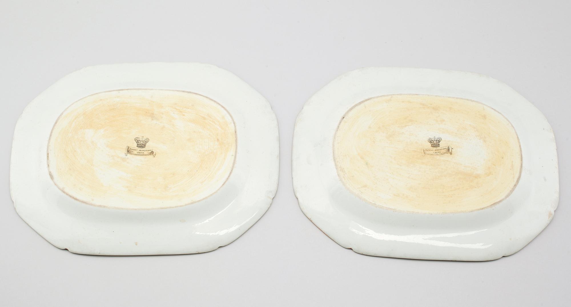 STEKFAT, 2 st, ironstone, England, 1800-talets första hälft.