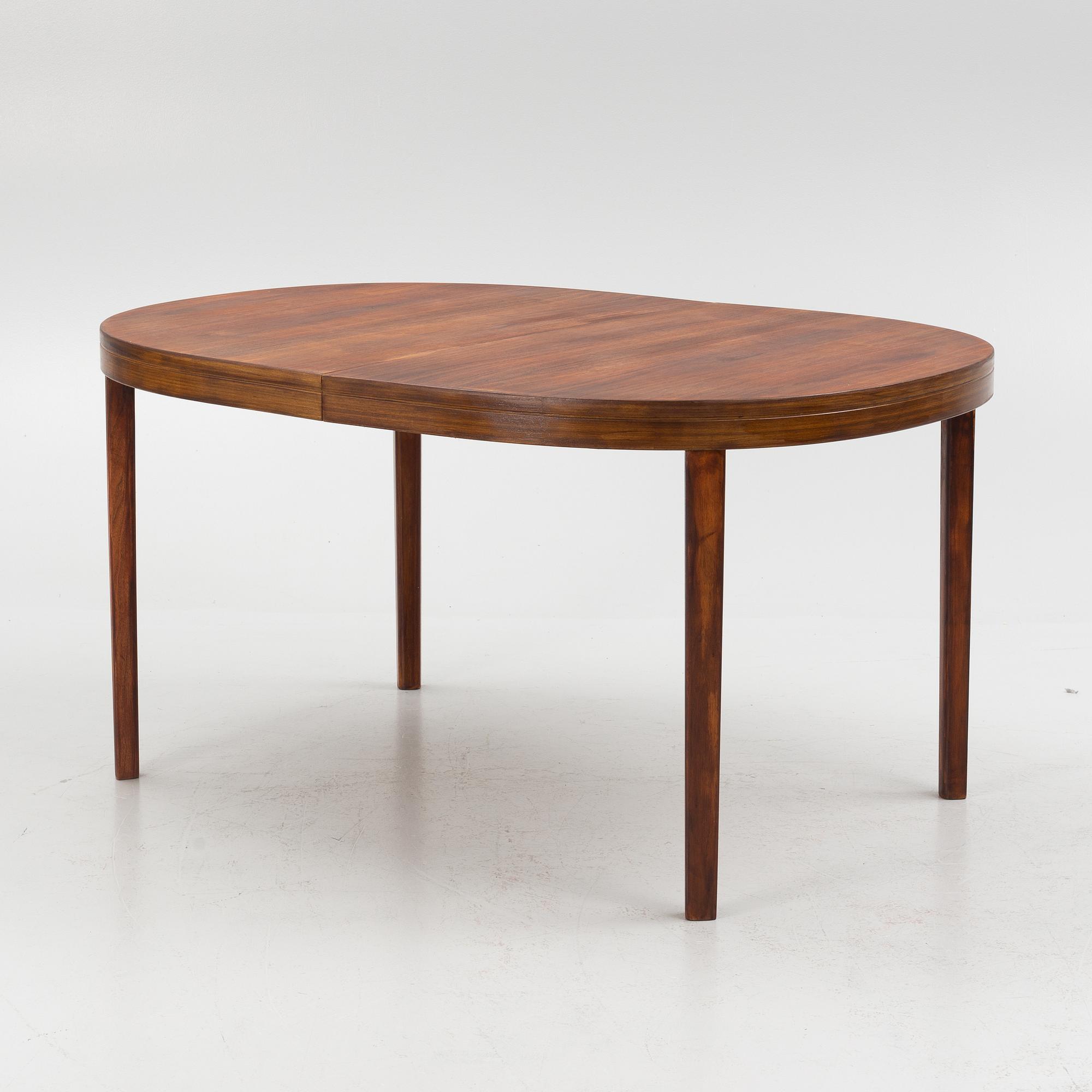 Matbord och stolar 6 st, Skaraborgs Möbler Tibro, 1900-talets andra hälft.