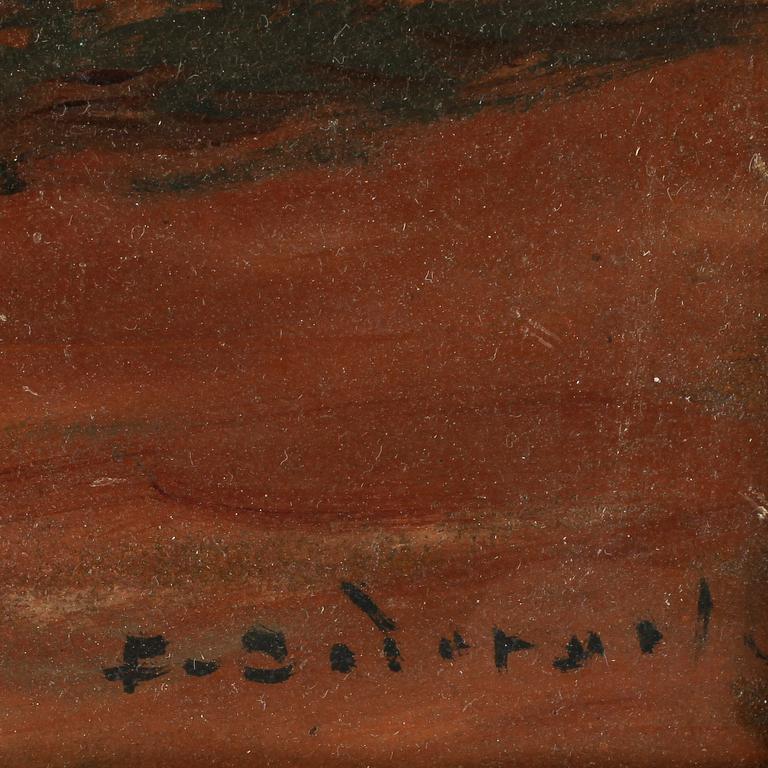 OKÄND KONSTNÄR, 2 st, olja på pannå, omkring 1900-talets mitt.