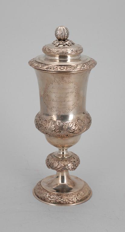 LOCKPOKAL, silver, barockstil, Karol Malcz, Warszawa 1850-tal. Vikt ca 500 gram.