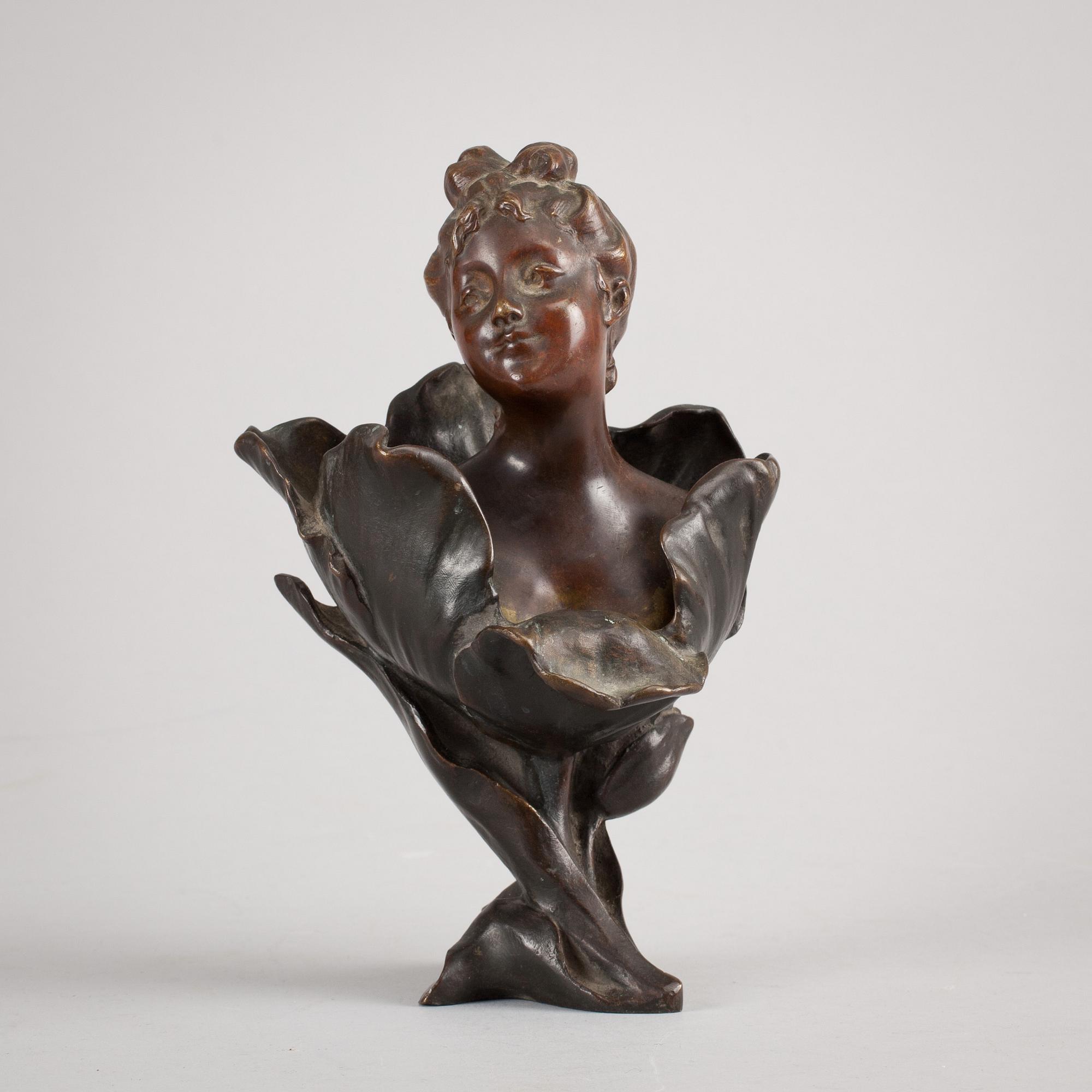 HENRI GODET, skulptur, brons, jugend, sign.