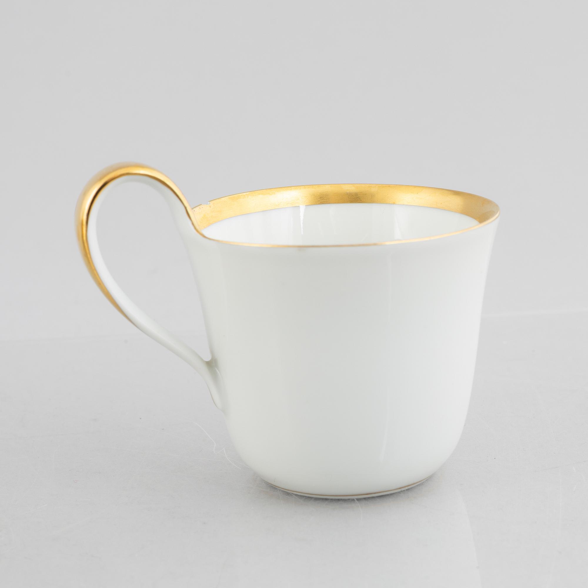Bing & Grøndahl, coffee cups with saucers, 8 pcs, porcelain, "Golden Sun", Denmark.