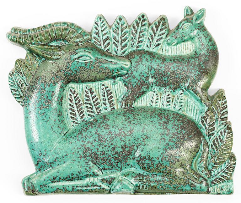 A Gunnar Nylund stoneware plaque, Rörstrand.