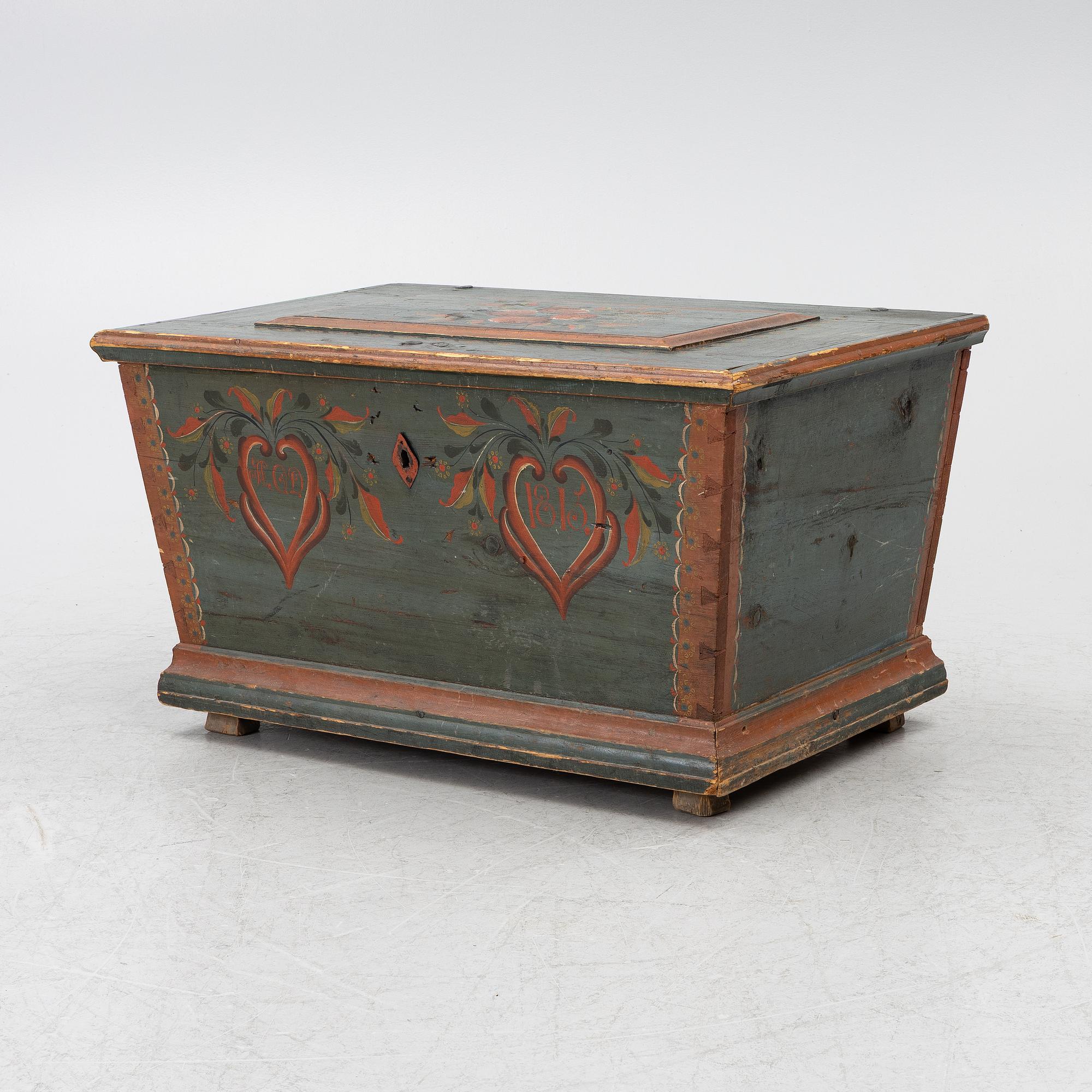 A Swedish painted chest, dated 1815.