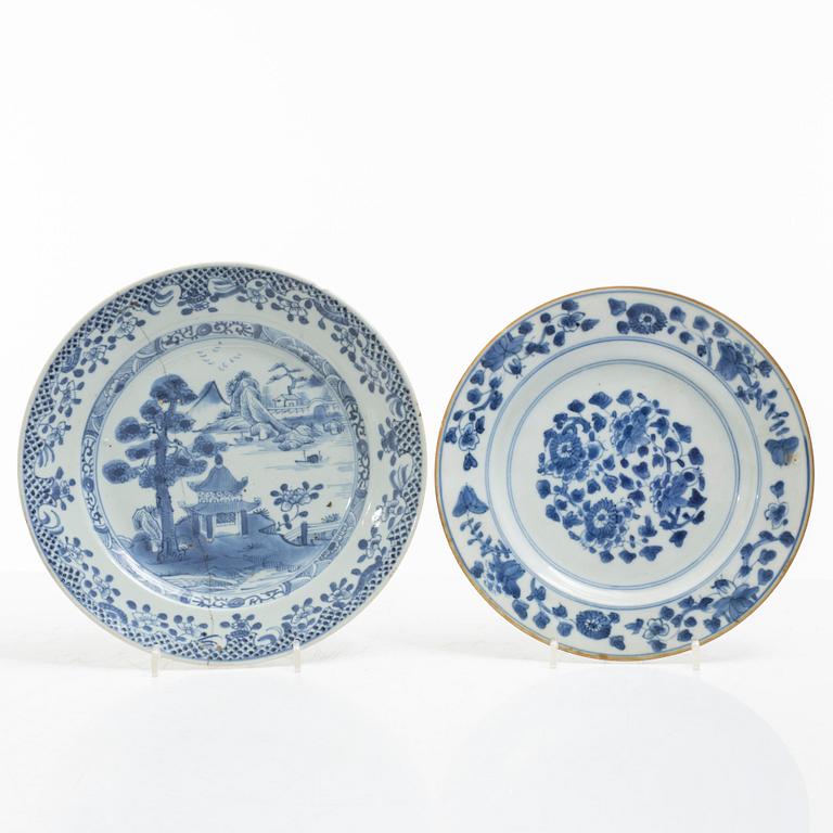 Eleven blue and white porcelain plates, China, Qing dynasty 18th century.