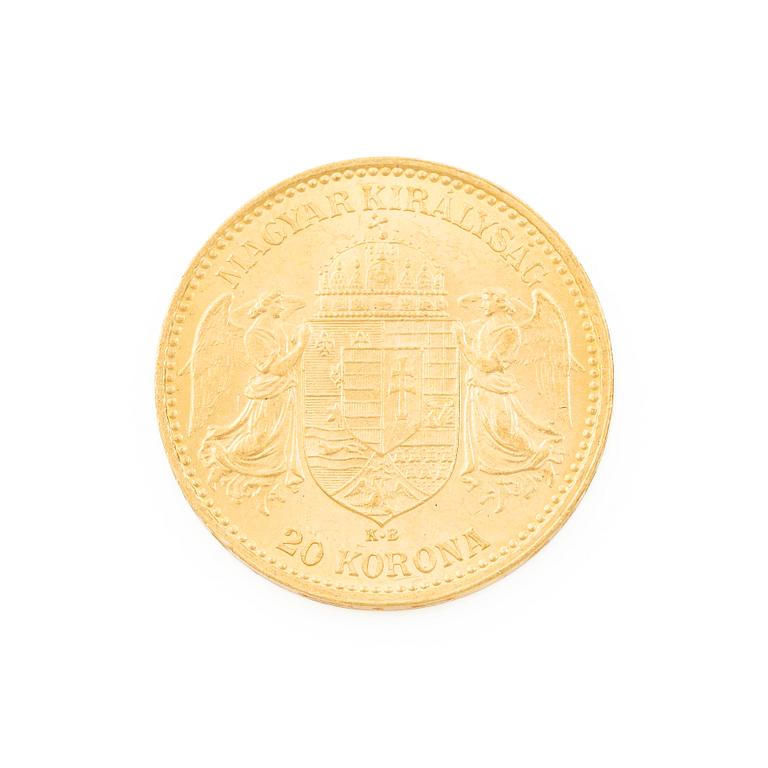 Gold coin, Hungary, 20 Korona, 1898.