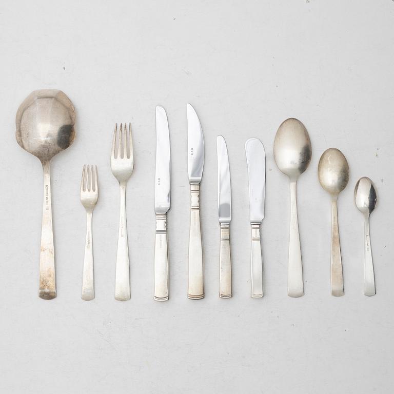 Jacob Ängman, Bestickuppsättning, 126 delar, silver, modell "Rosenholm", GAB, Eskilstuna, bl a 1979.