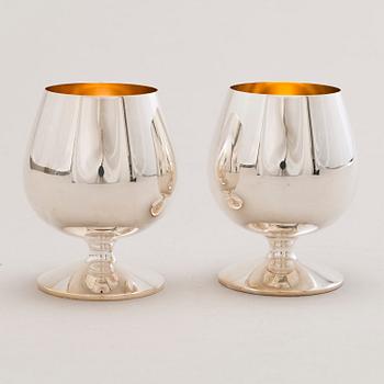 A set of four silver cognac glasses, Kultakeskus, Hämeenlinna, Finland 1996 and 1999.