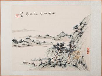 OKÄND KONSTNÄR, mapp med 10 st, gouacher, Japan/Kina, 1900-talets första hälft.