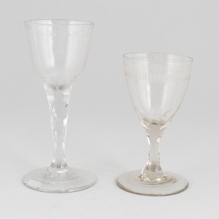 A set of ten glasses, ca 1800.