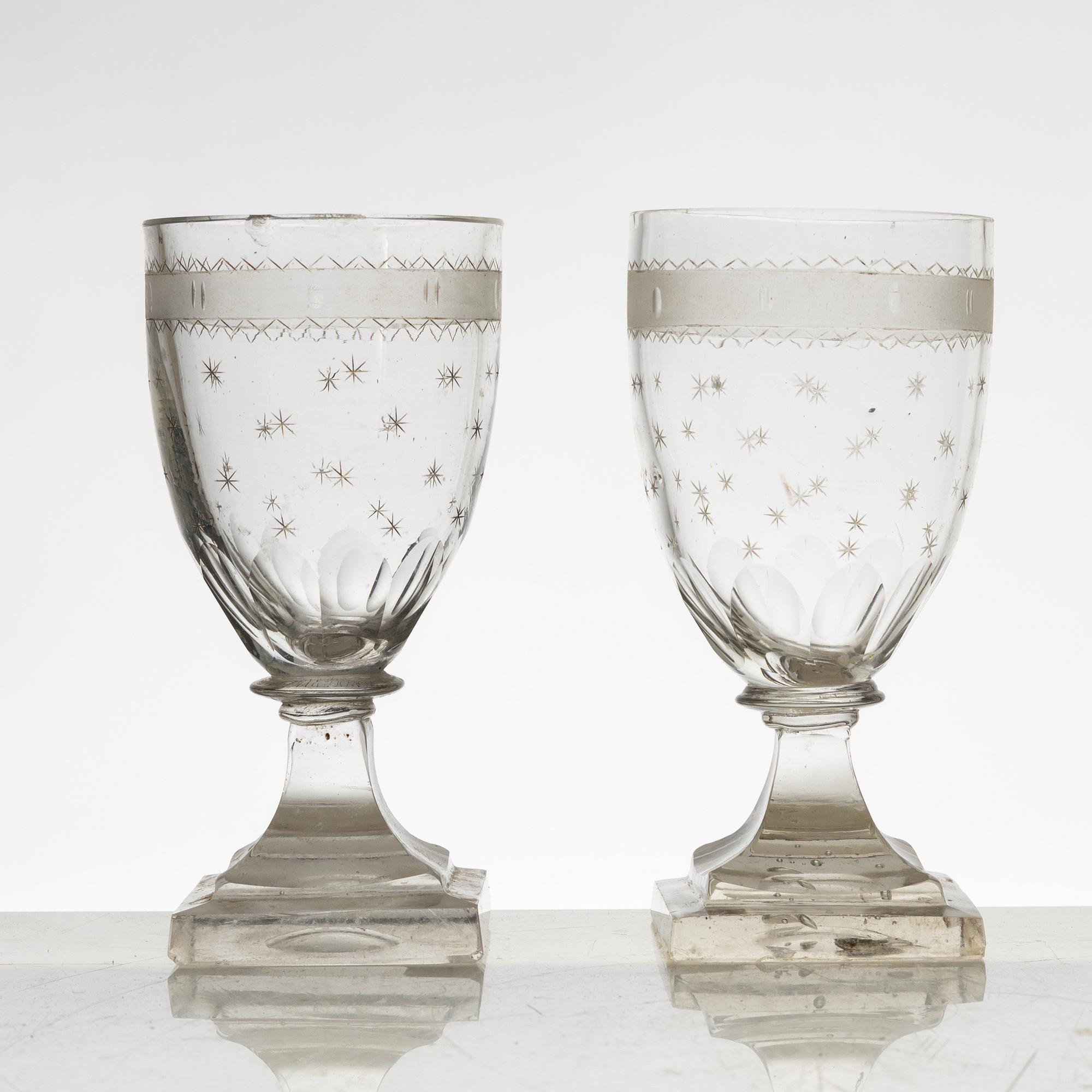 Vinglas, 2 par, omkring år 1800. Sengustavianska.