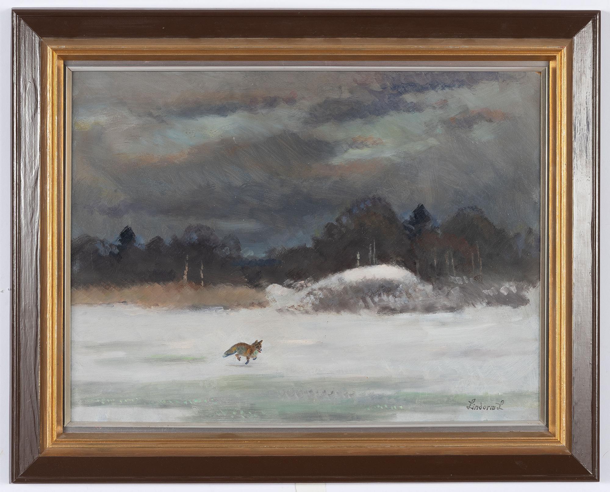 Lindorm Liljefors, Fox in a winter landscape.