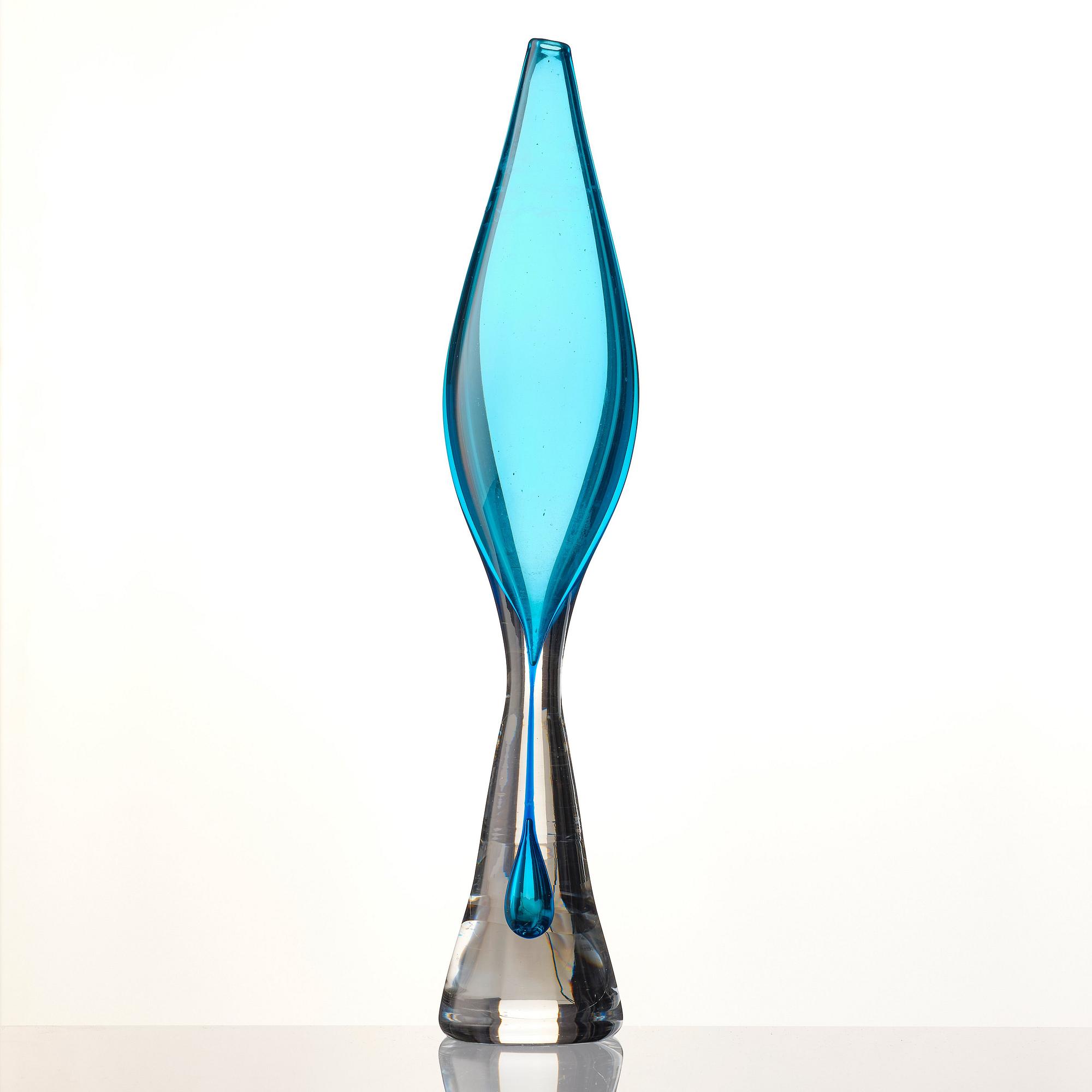 Vicke Lindstrand, a unique glass vase, Kosta, Sweden 1950s.