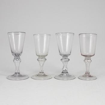 A set of four German glass goblets, 18th Century.