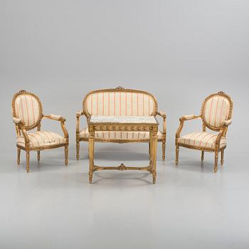 SALONGSGRUPP, 4 delar, Gustaviansk stil, 1900-talets början.