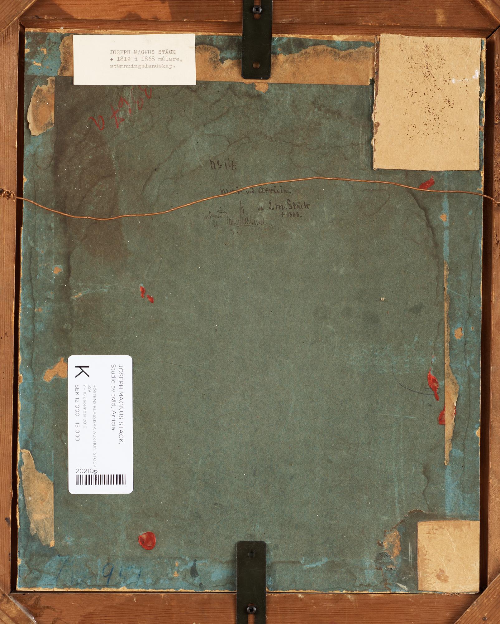 Joseph Magnus Stäck, Studie av träd, Arricia.