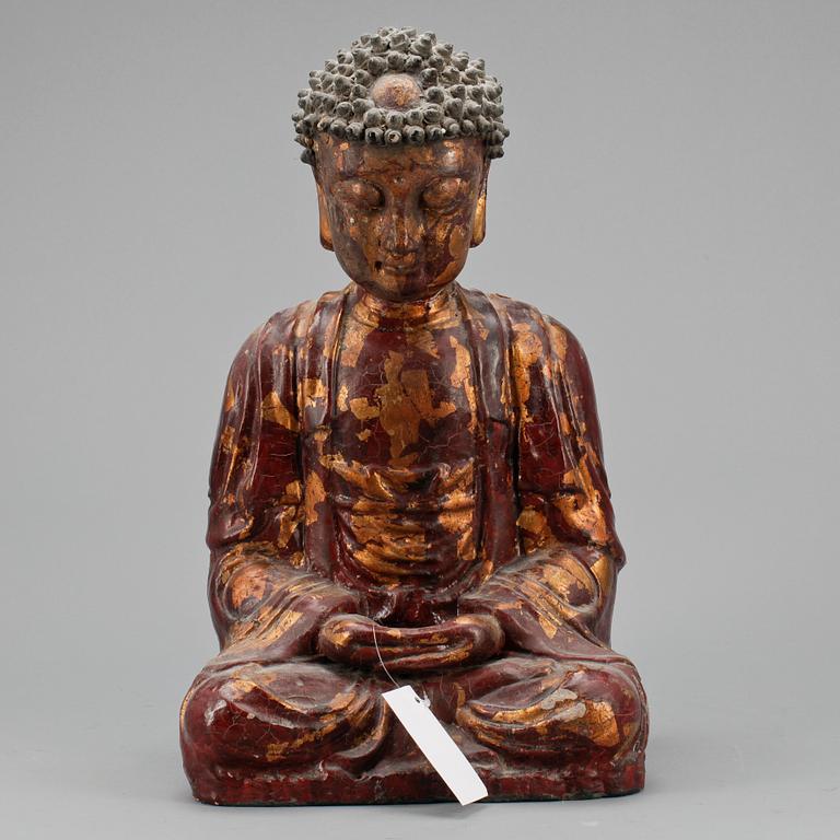 FIGUR, lergods, Buddha, tidigt 1900-tal.