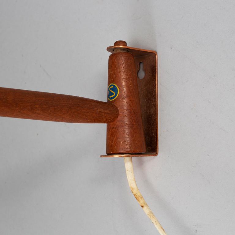 HANS-AGNE JAKOBSSON, a 1950's copper and teak wall-light model S-1718.