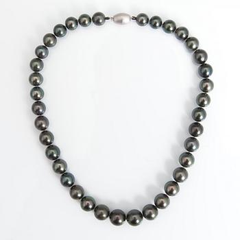 A TILLANDER, A tahitian pearl collier with an 18K white gold clasp.