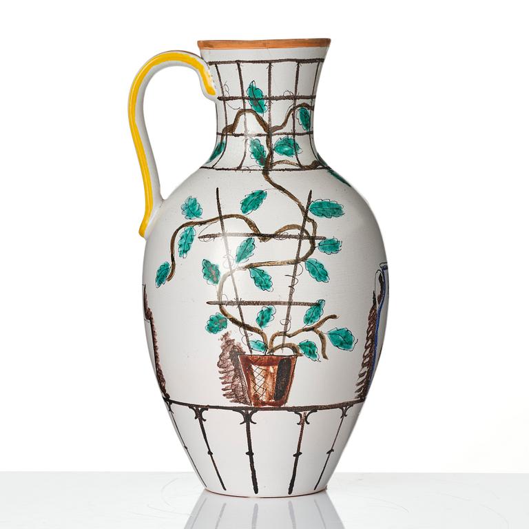 Wilhelm Kåge, a faience vase with handle, Gustavsberg Studio, Sweden, 1942.