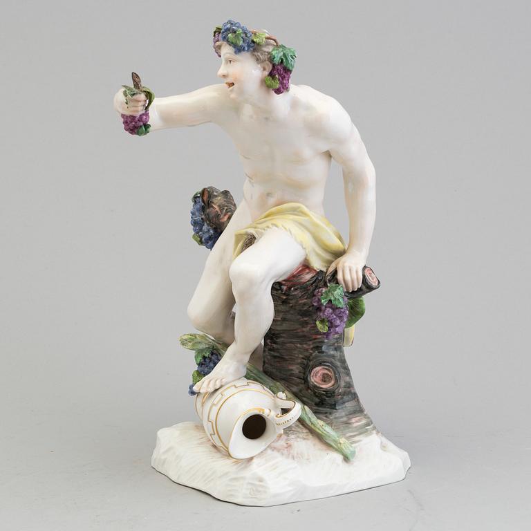 A 20th century porcelain figure of "Bacchus",  model after Dominik Auliczek, Nymphenburg, Germany.