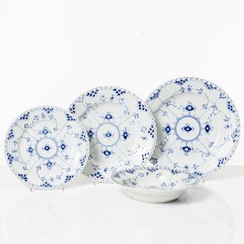 Royal Copenhagen, 32 'Blue Fluted Full Lace' plates, Denmark.