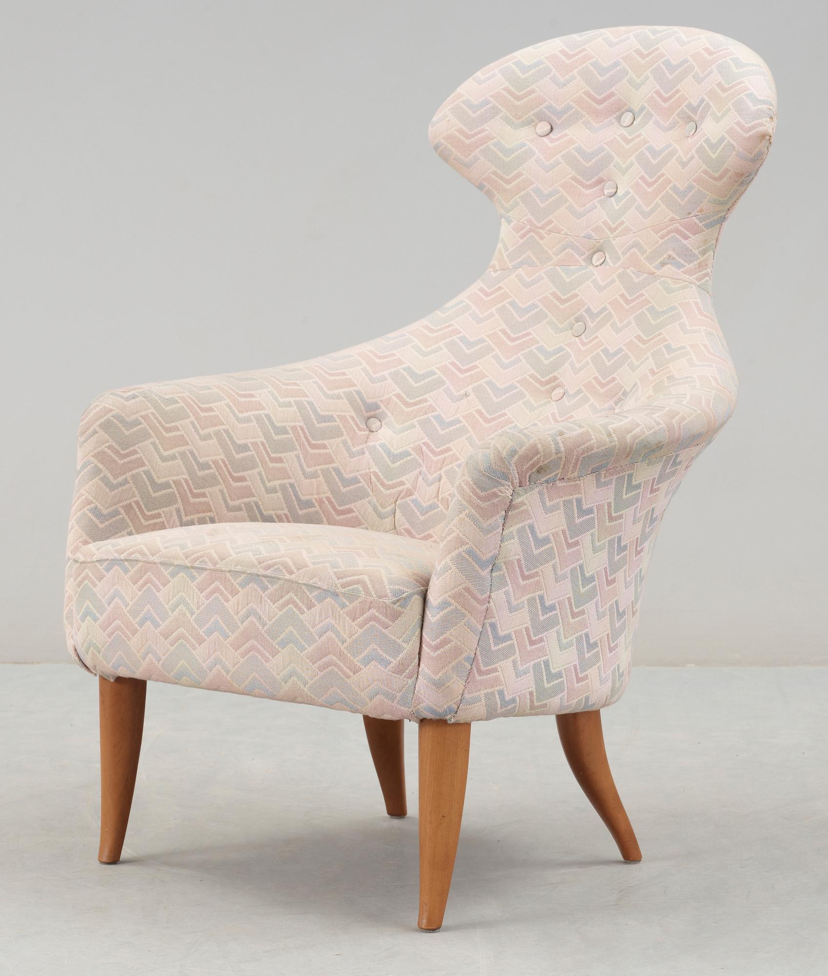 FÅTÖLJ, Kerstin Hörlin-Holmqvist, "Stora Eva", Triva-serien, Nordiska Kompaniets verkstäder i Nyköping. 1950/60-tal.