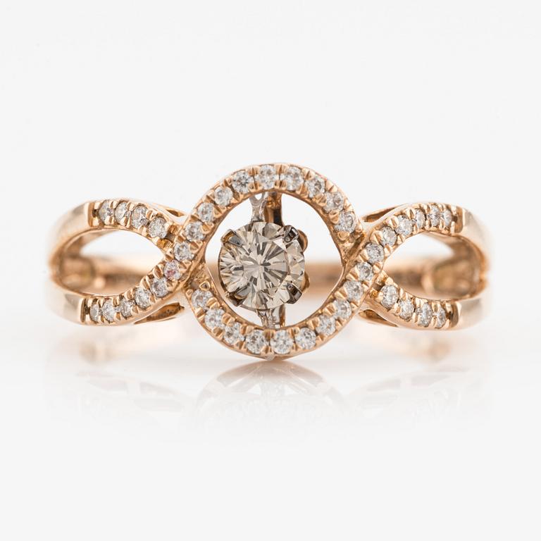 Ring, "The Dancing Diamond" with brilliant-cut diamonds.