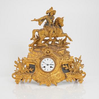 A gilt zink mantel clock, late 19th Century.