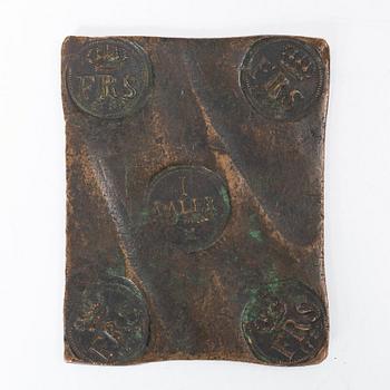 Fredrik I, a swedish plate coin of 1 daler silver, Avesta 1729.