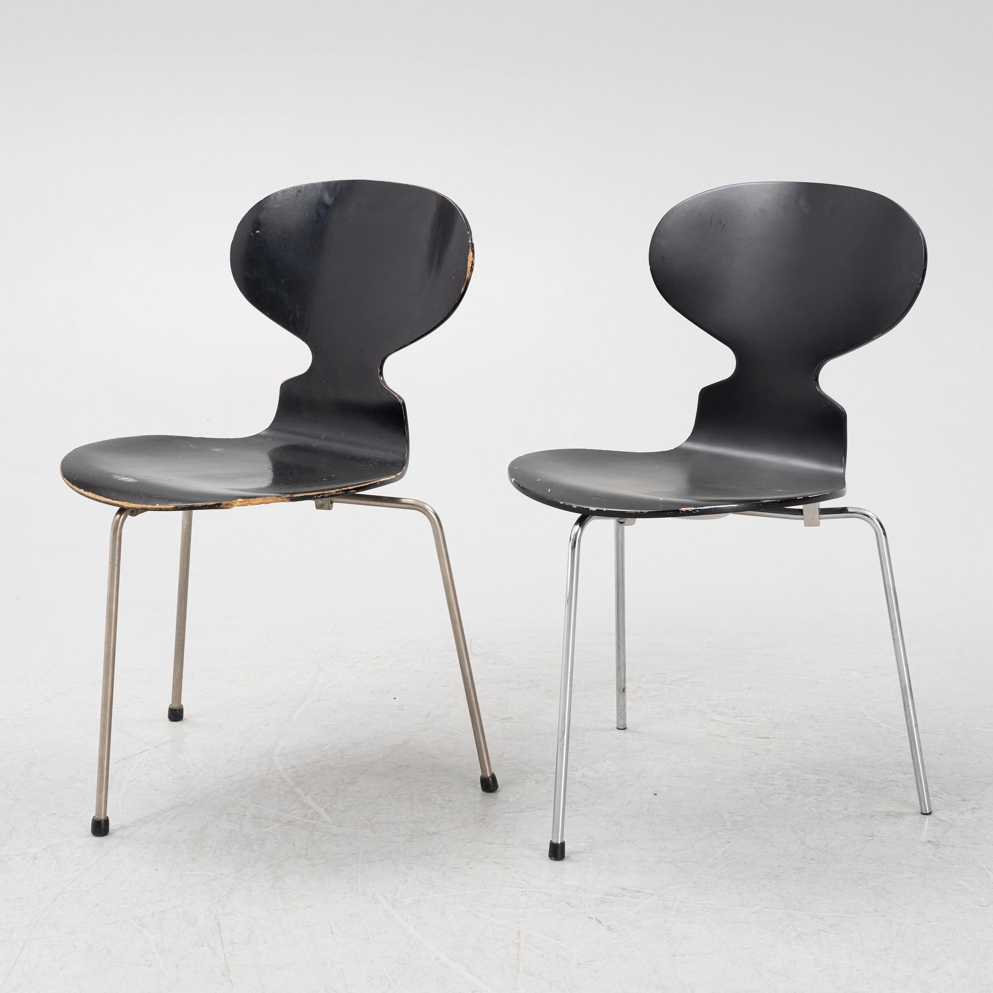 Arne Jacobsen, five 'Ant' chairs, Fritz Hansen, Denmark.