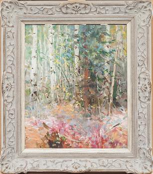 HUGO ÖFVERSTRÖM, olja på pannå. Signerad.