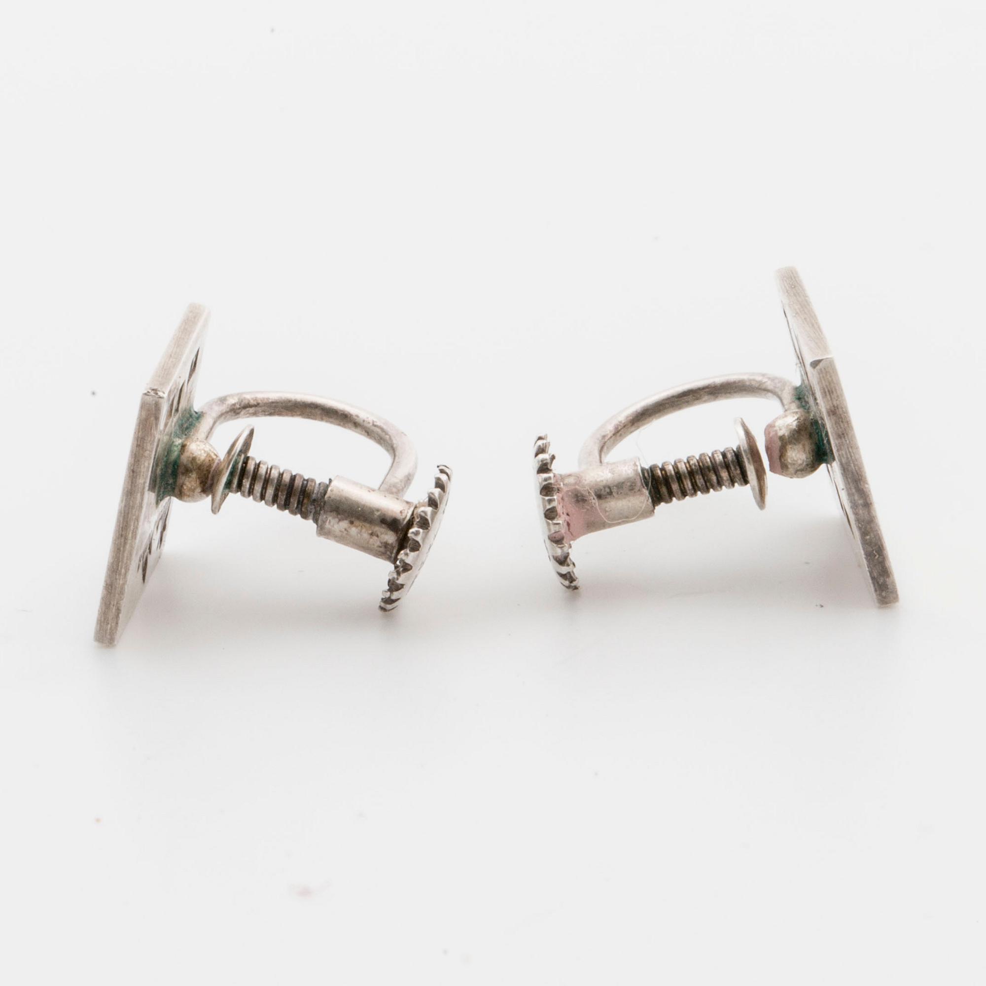 WIWEN NILSSON, a pair of silver ear rings, Lund 1960.