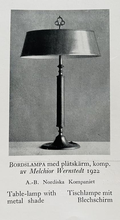 Melchior Wernstedt, bordslampa, modell "25760", Nordiska Kompaniet 1920-tal.