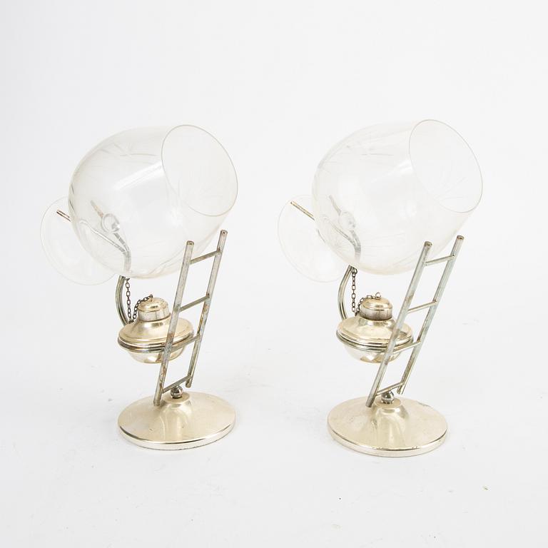 A pair of cognac glasses and warmer  20th century.