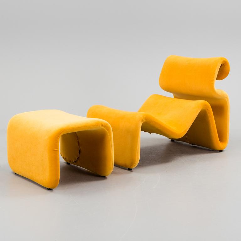 Lounge chair with stool, "Etcetera", Jan Ekselius för J. O. Carlsson, Vetlanda, modellen formgiven 1970.