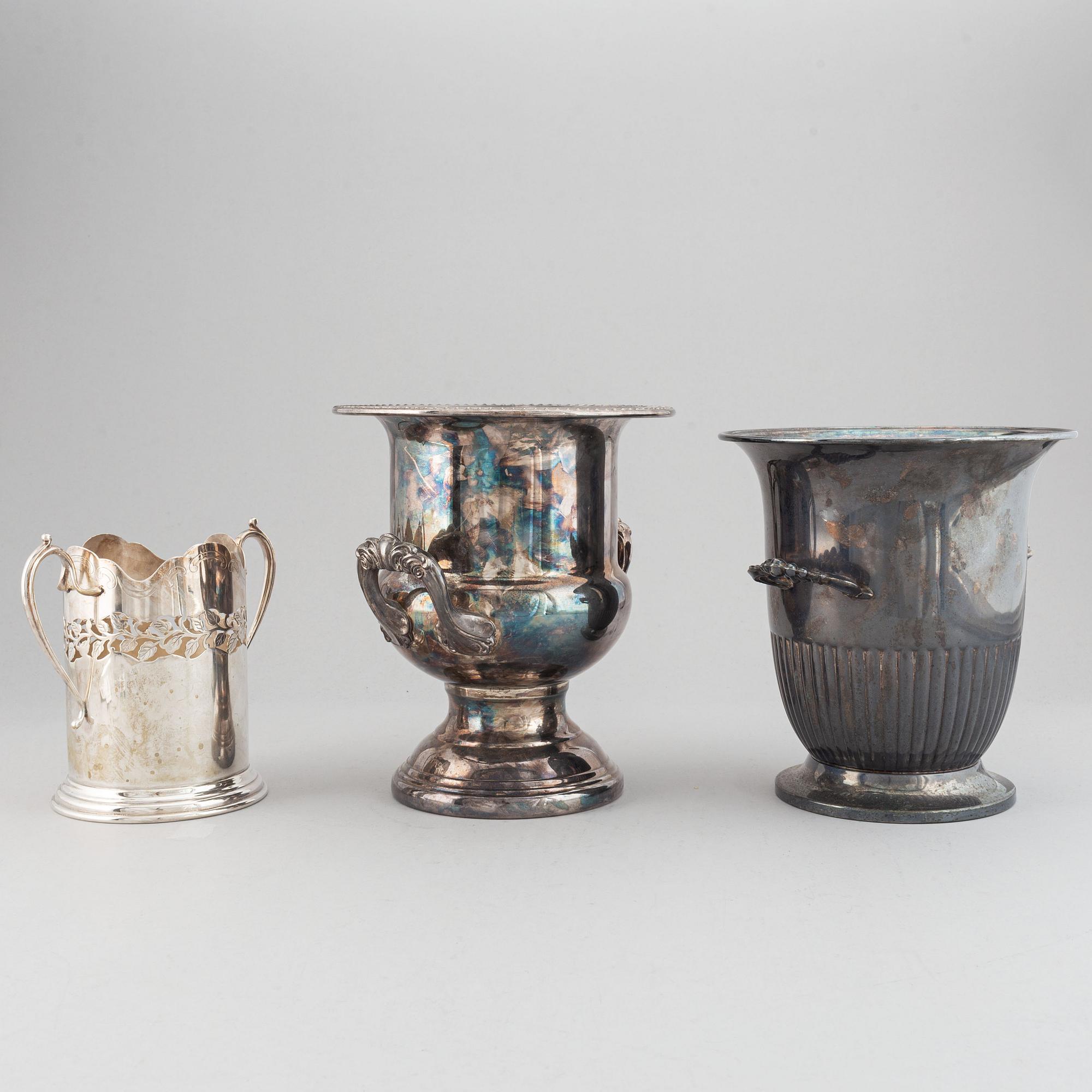 Three epns wine coolers, 20th cemtury.