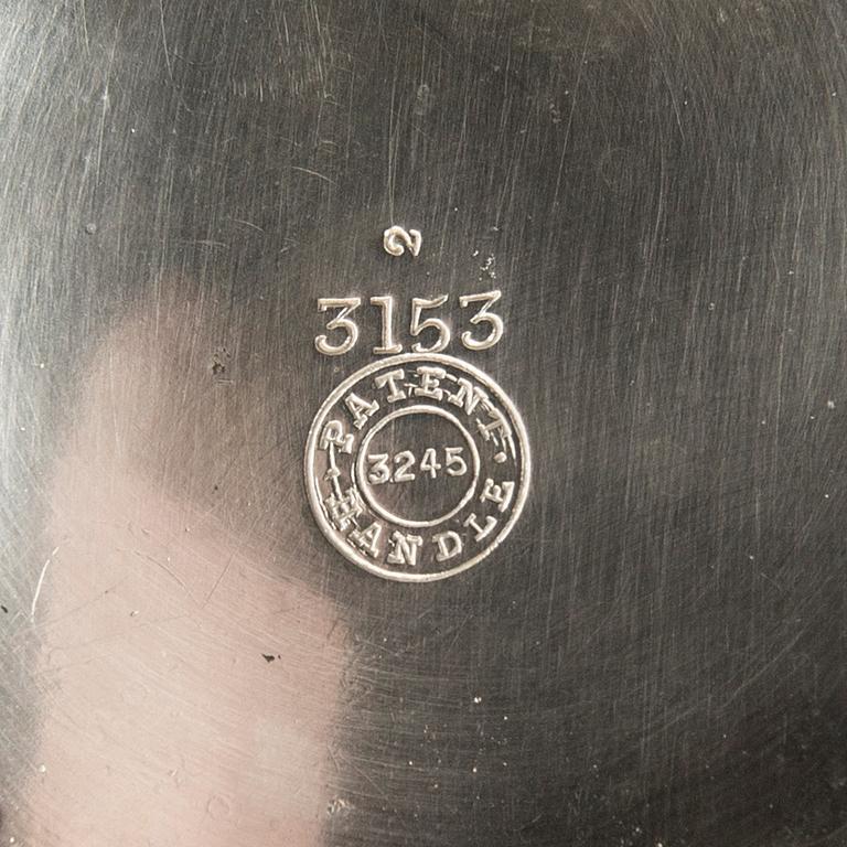 A set of three epns coffee and tea pots, 20th century.